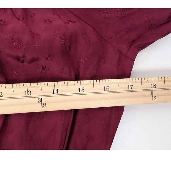 PAIGE Avonne Dobby Tiered Maxi Dress Berry Jam Pink Size M Smocked Satin - Picture 13 of 15